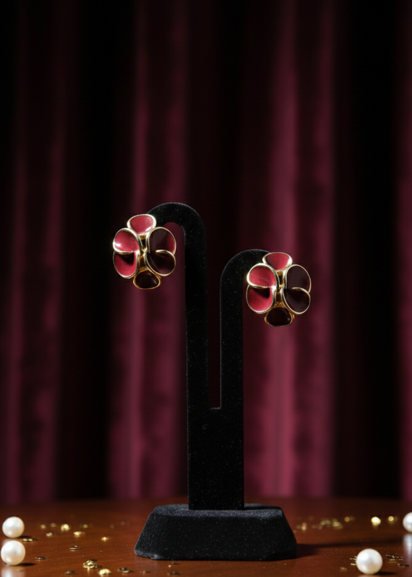 Bi-Takı | Mürdüm Çiçek Buketi Küpe