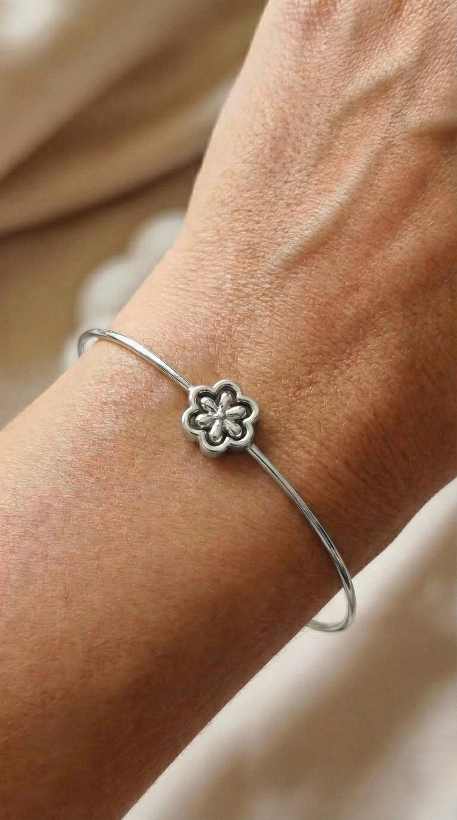 Bi-Takı | Kilitli Çiçek Çelik Bileklik