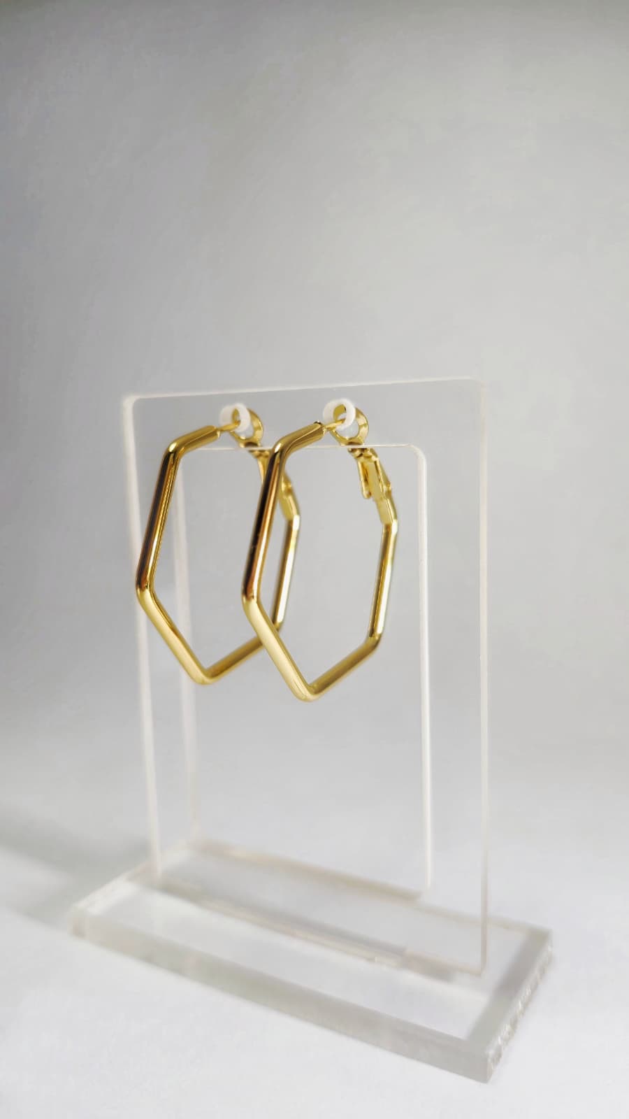 Bi-Takı | Gold Altıgen Çelik Küpe